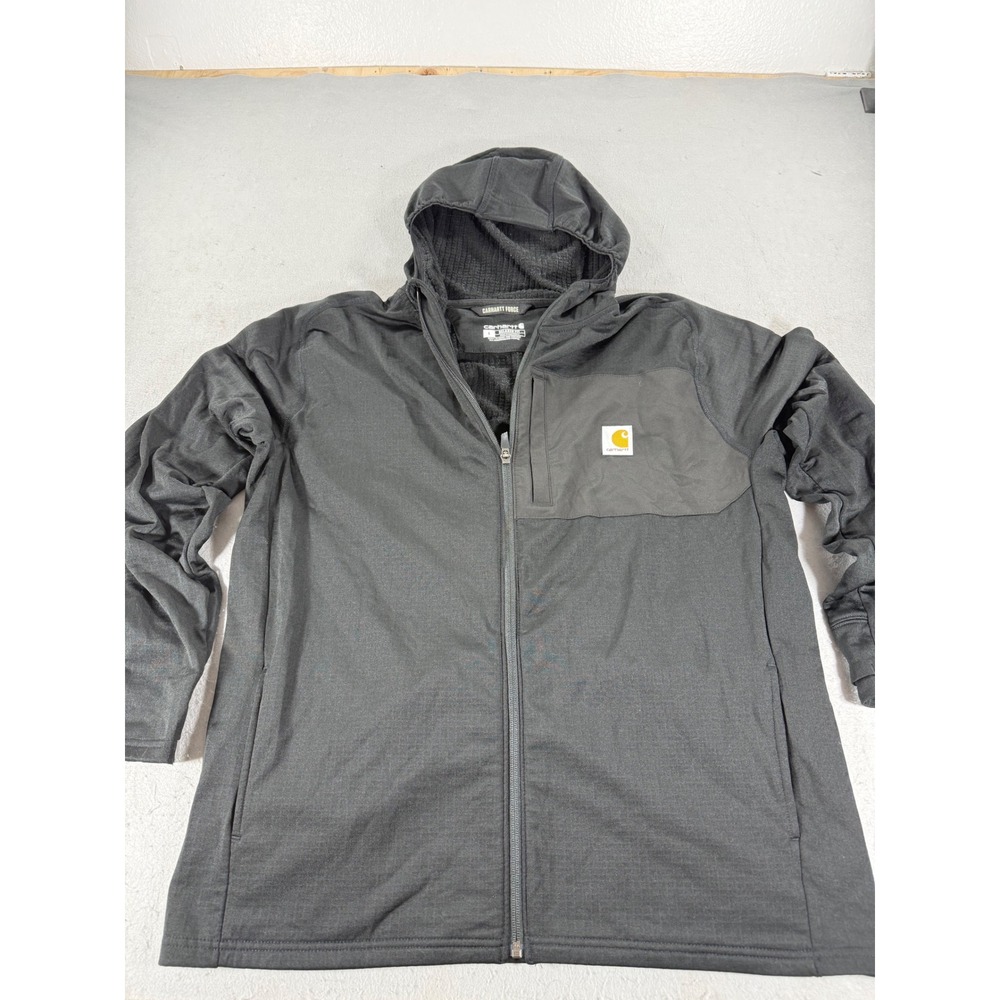 Carhartt Force Relaxed Fit Full Zip Hoodie Mens Large Gray Waffle Fleece Jacket